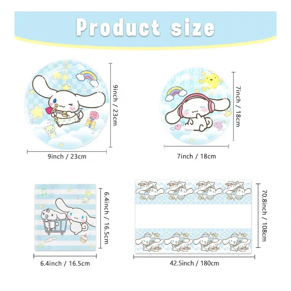 41 piece Cinnamoroll Party Supplies Hello Kitty nwt plates, napkins, tablecloth